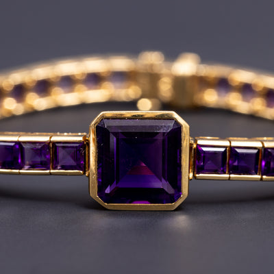 Vintage gold bracelet with amethyst - #4