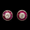 Earrings, white gold with rubies and diamond