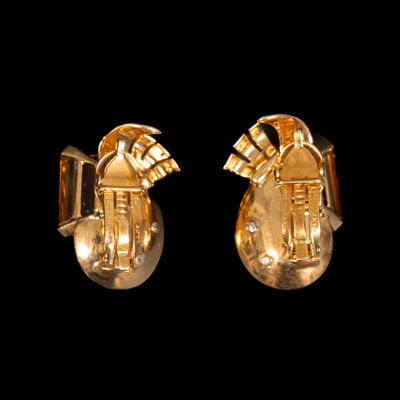 1940s earrings with citrine, diamond and sapphire - #2