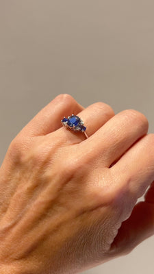 White gold ring with sapphires and diamonds - #6