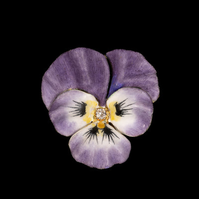 Pansy brooch / pendant with enamel - #1