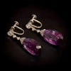 Platinum earrings with diamonds and amethysts