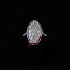 Art Deco ring met diamant en robijn