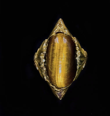 Gold Art Nouveau ring with tiger's eye - #3