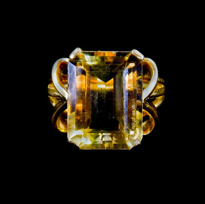 Retro stylish gold ring with citrine - #1