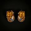 1940s earrings with citrine, diamond and sapphire