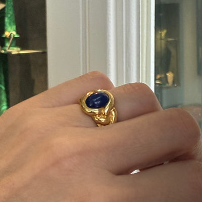 Vintage braided VCA ring with lapis lazuli - #6