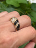 Vintage gold ring with diamond and black enamel - #3