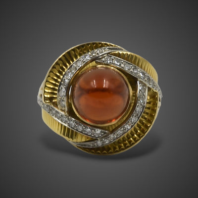 Retro ring with citrine and diamonds - #4