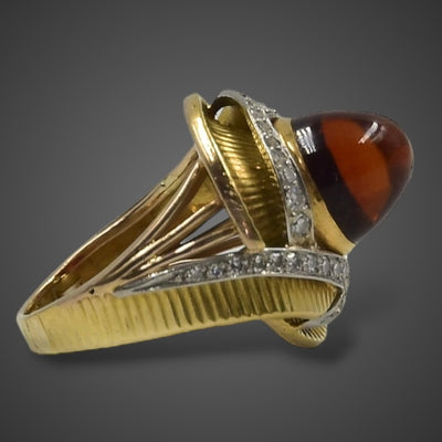 Retro ring with citrine and diamonds - #2